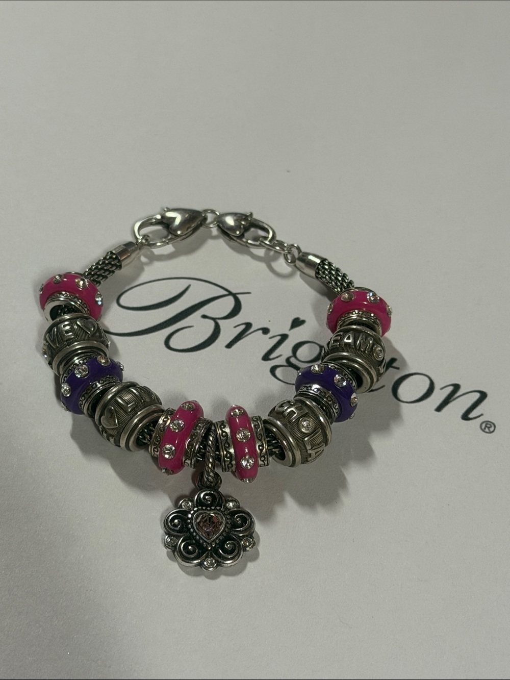 🆕🌸Brighton ‘LIVE LAUGH LOVE DREAM’ SWAROVSKI CRYSTAL CHARM BRACELET! GIFT IDEA!🎁